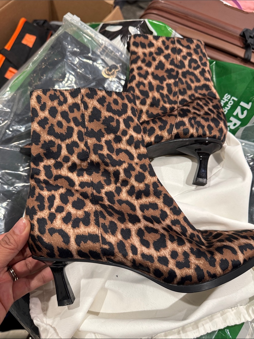 Zara Leopard Print Ankle Boots - Brown & Black - size 9